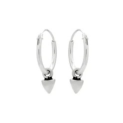 Zilveren oorringen, kegel stud hanger