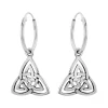 Zilveren oorringen met hanger, dubbele triquetra