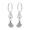 Zilveren oorringen met hanger, schelp en kristal
