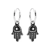 Zilveren oorringen met hanger, hamsa