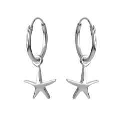 Zilveren oorringen met hanger, zeester