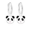 Zilveren oorringen met hanger, panda