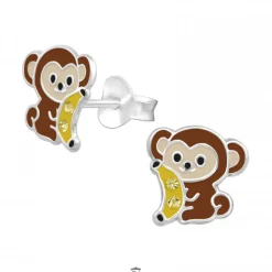 Zilveren oorstekers, aapje met banaan