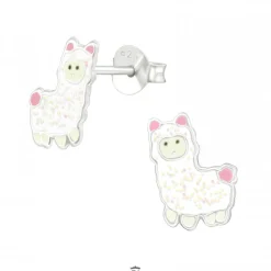 Zilveren oorstekers, alpaca met glitters
