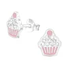 Zilveren oorstekers, cupcakes met kristallen