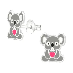 Zilveren oorstekers, koala met hart
