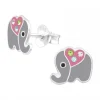 Zilveren oorstekers, olifant met drie kristallen