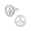 Zilveren oorstekers, opengewerkt peace sign of vredesteken