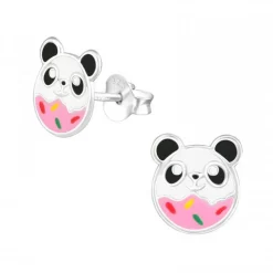 Zilveren oorstekers, panda donut