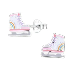 Zilveren oorstekers, schaats met regenboog