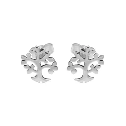Zilveren oorstekers, tree of life met blaadjes