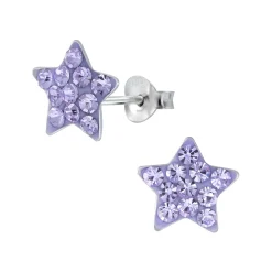 Zilveren oorstekers, violette ster