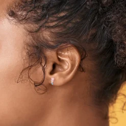 Zilveren oorstekers, zeemeermin met roze haar en gekleurde staart