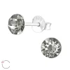 Zilveren oorstekers, zwarte Swarovski kristal