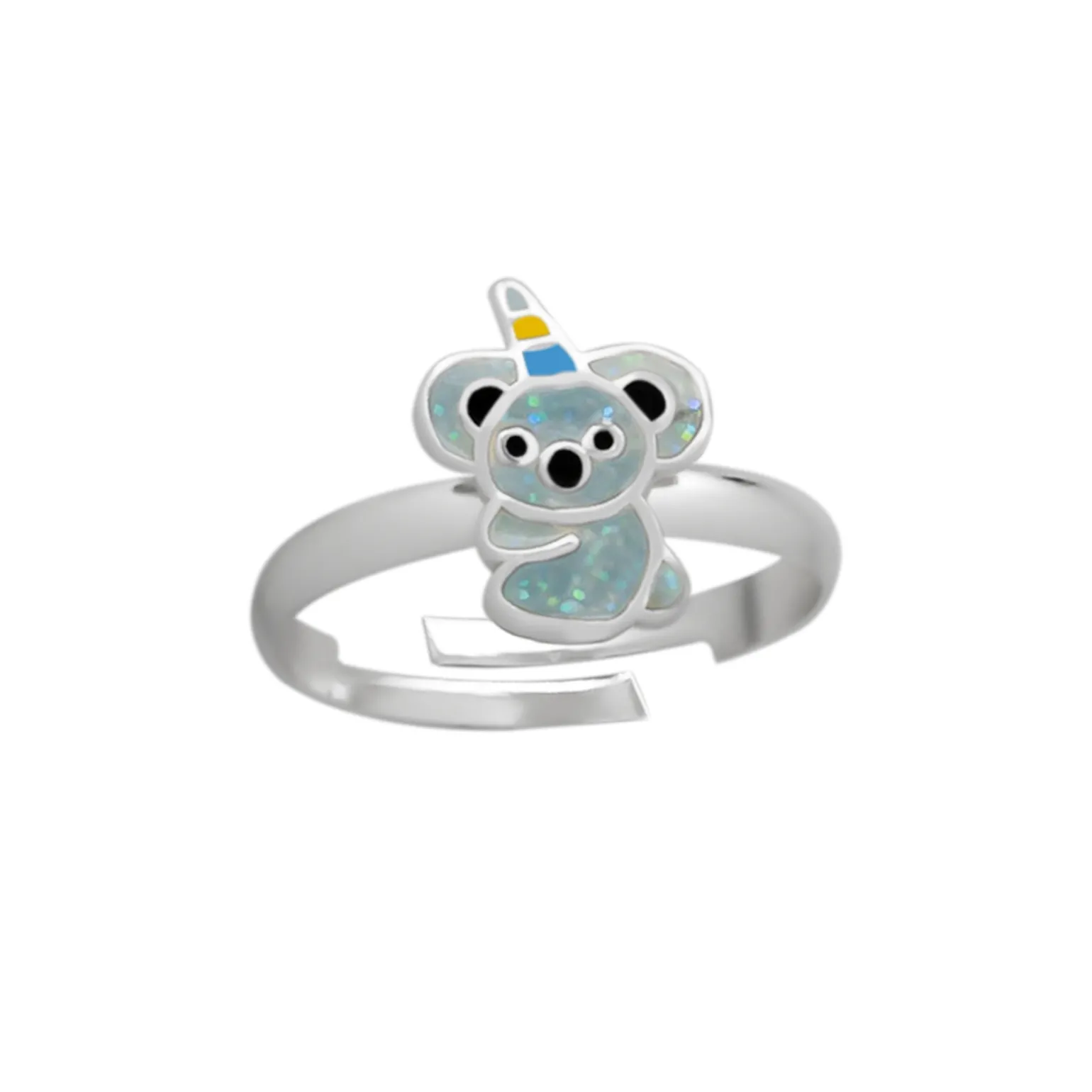 Zilveren ring met koala eenhoorn