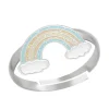 Zilveren ring met regenboog en wolkjes