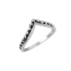 Zilveren ring, v-model met bolletjes
