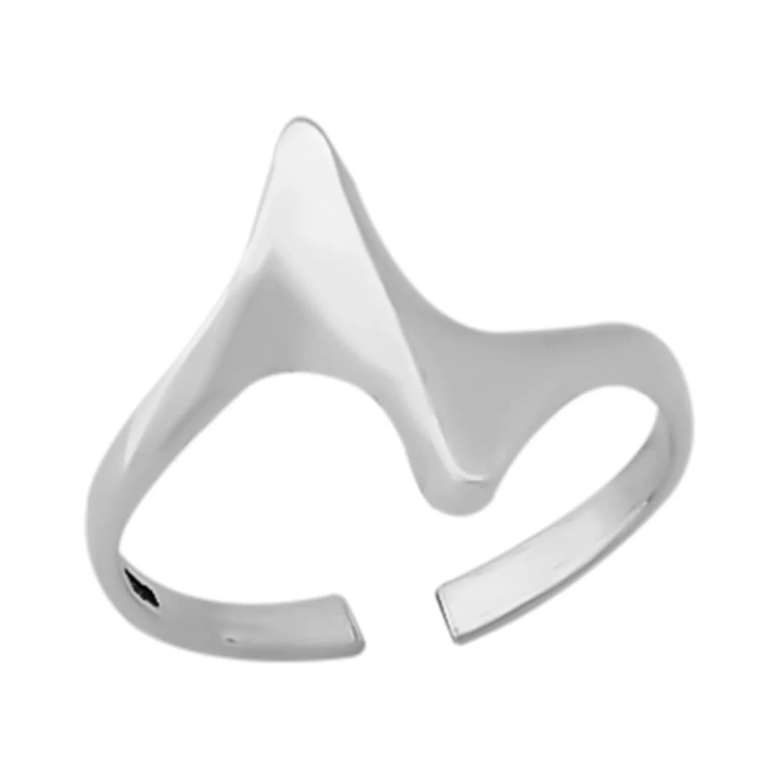 Zilveren teenring, abstracte vorm