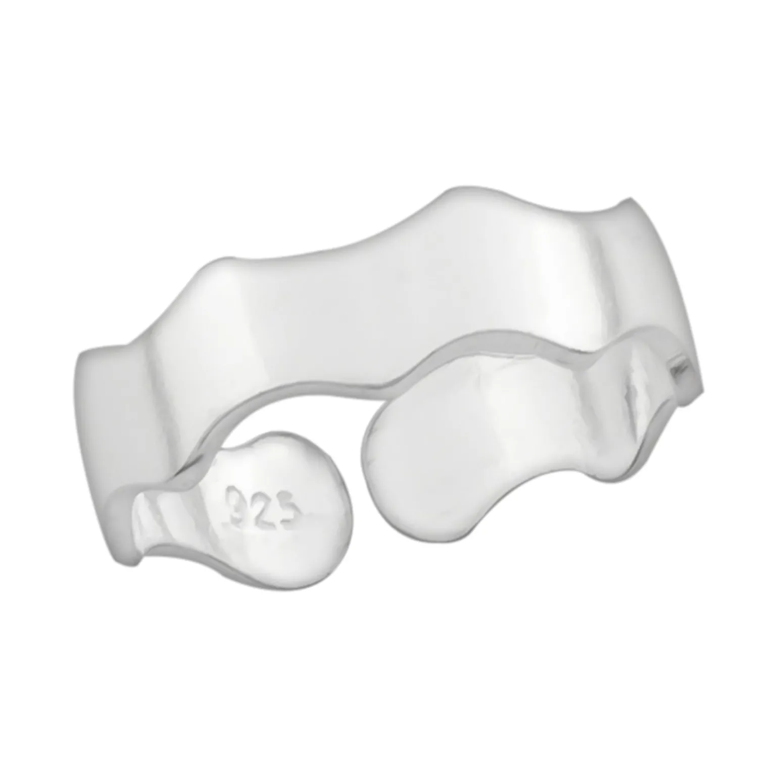 Zilveren teenring, abstracte golvende ring