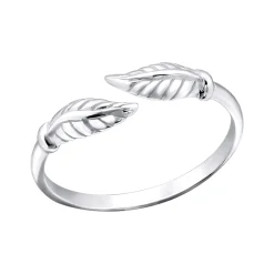 Zilveren teenring, blad