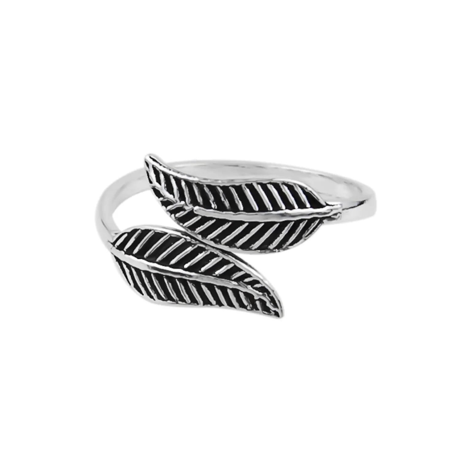 Zilveren teenring, bladeren