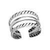 Zilveren teenring, drie bewerkte banden
