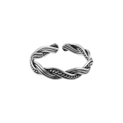 Zilveren teenring, dubbel gevlochten