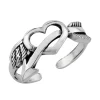 Zilveren teenring, hart met pijl
