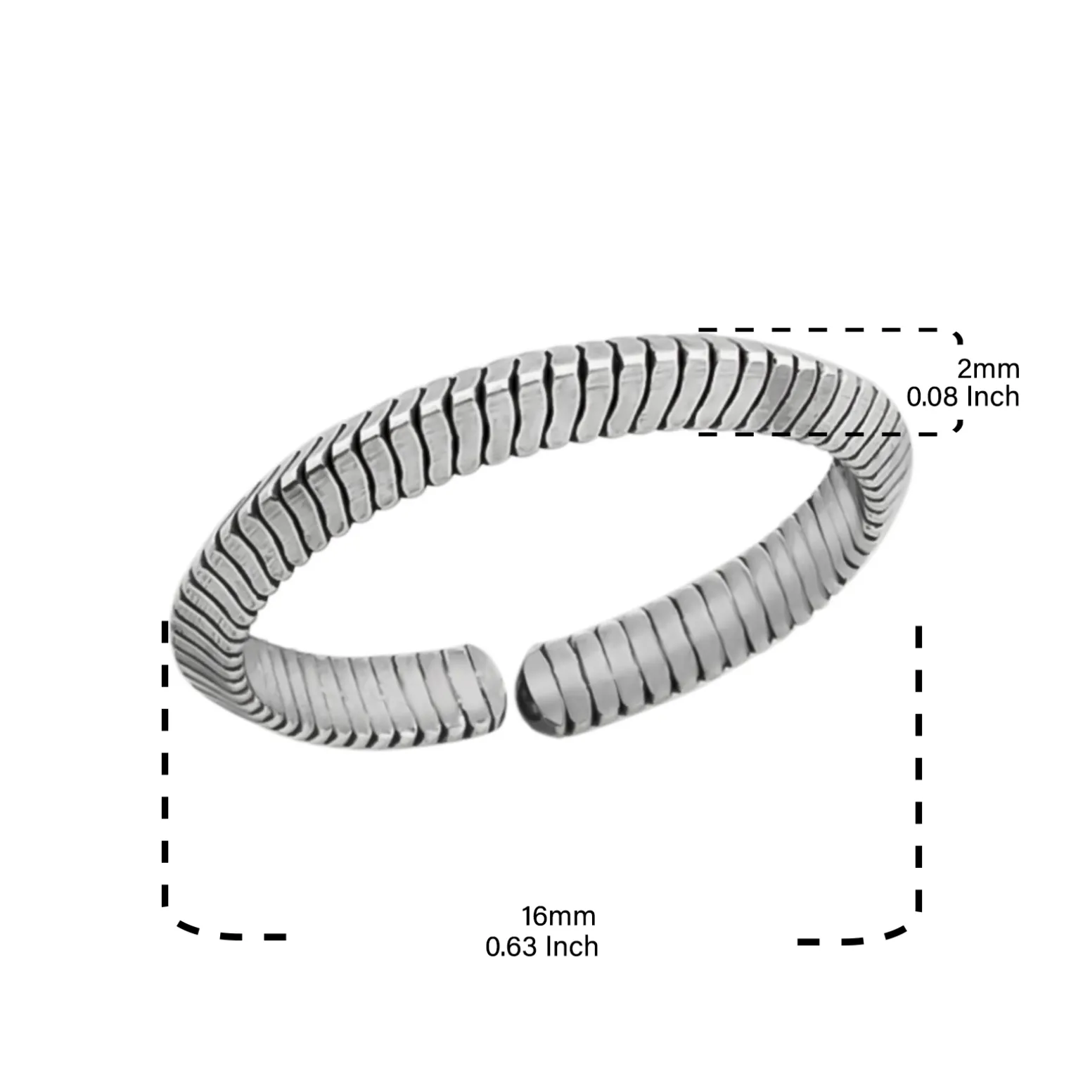 Zilveren teenring, lijntjes