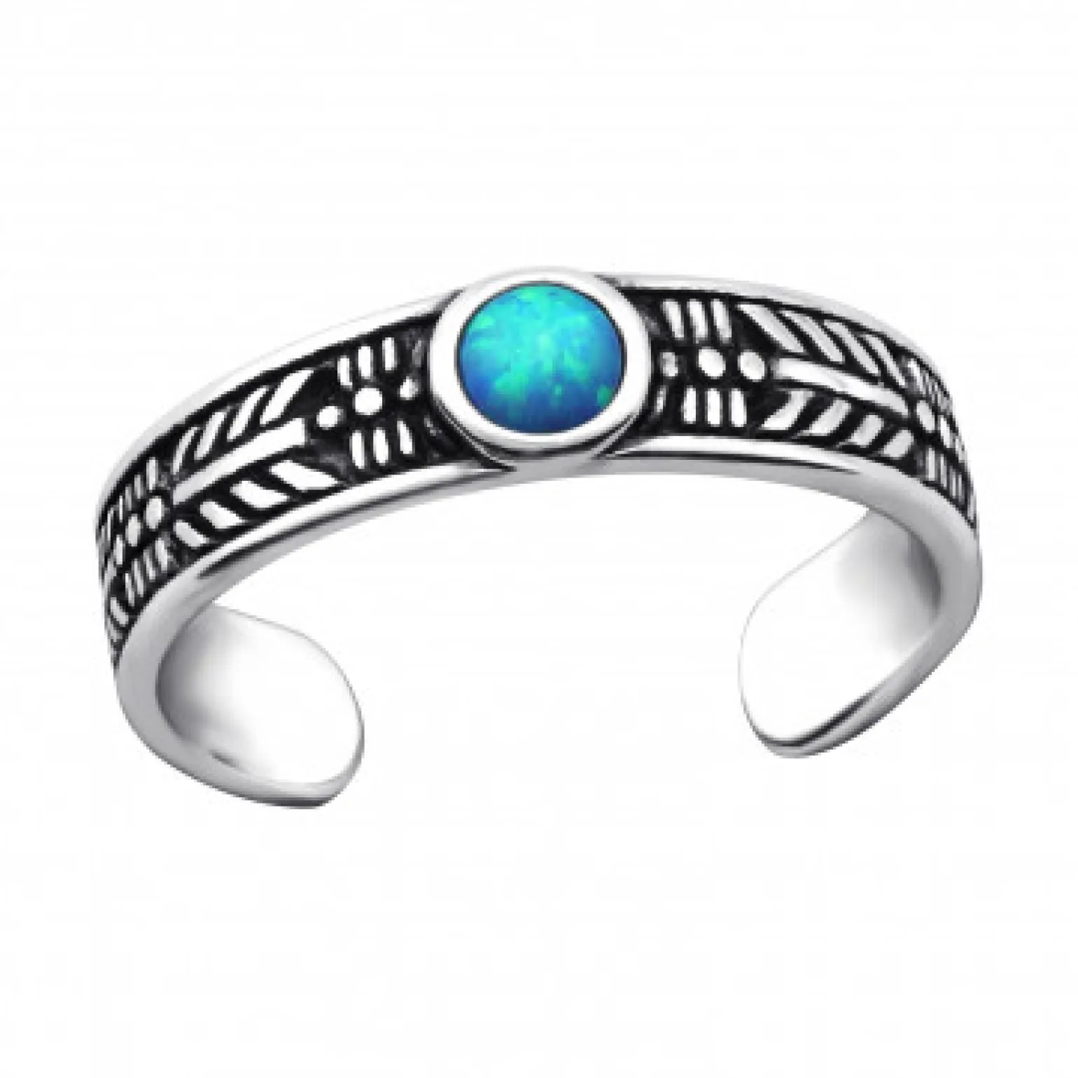 Zilveren teenring met azure