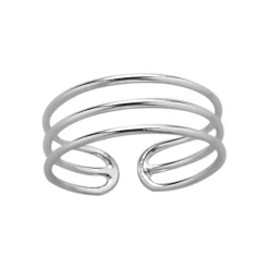 Zilveren teenring met drie banden