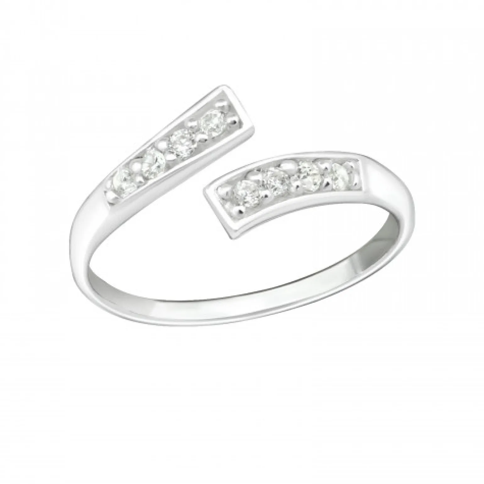 Zilveren teenring met kristallen