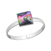 Zilveren teenring met vierkant stukje abalone parelmoer