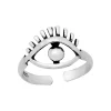Zilveren teenring, oog met wimper