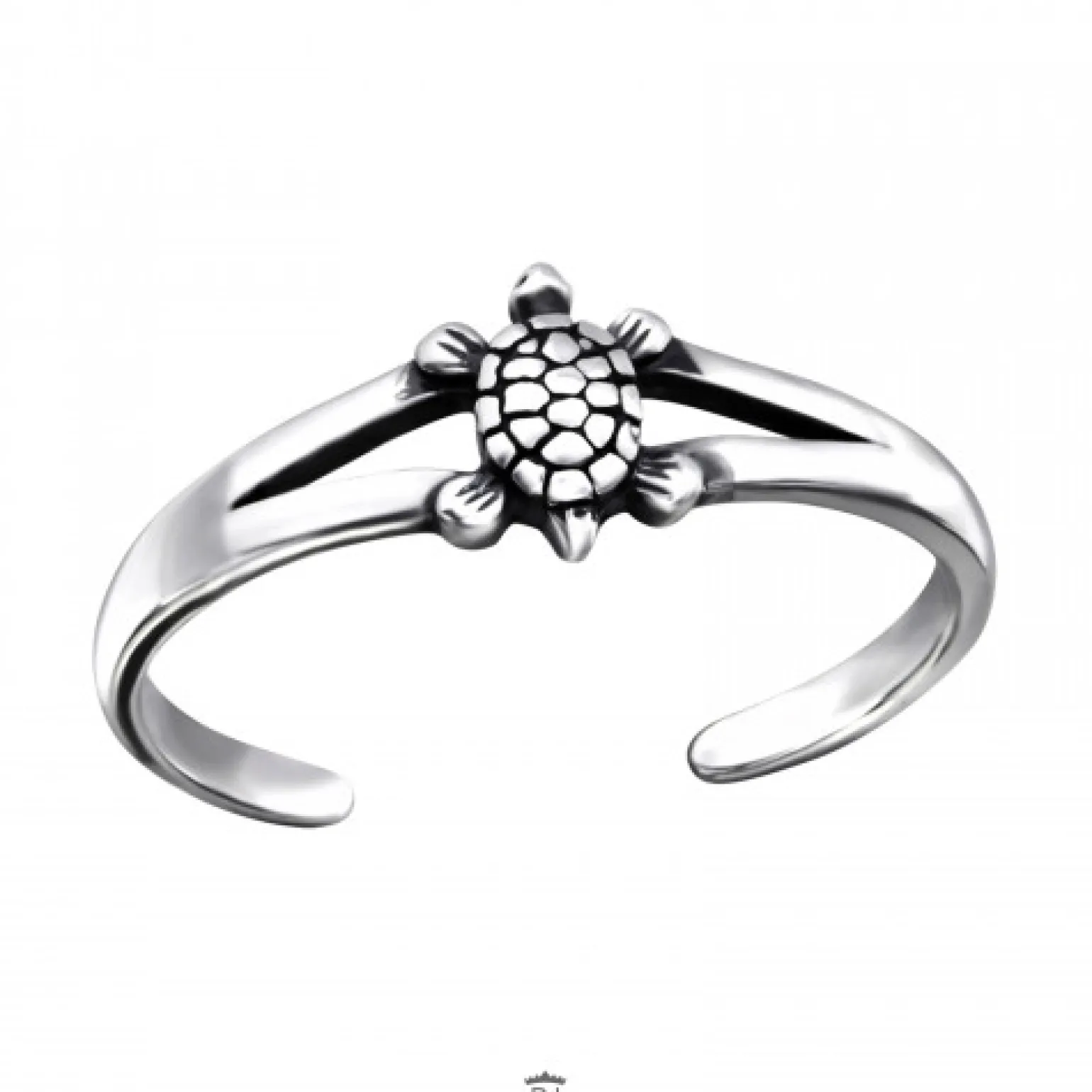 Zilveren teenring, schildpad