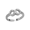 Zilveren teenring, strikje met kristallen
