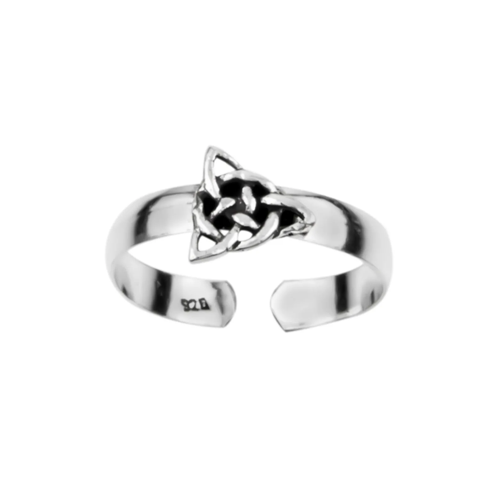 Zilveren teenring, triquetra met cirkel