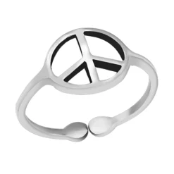 Zilveren teenring, vredesteken